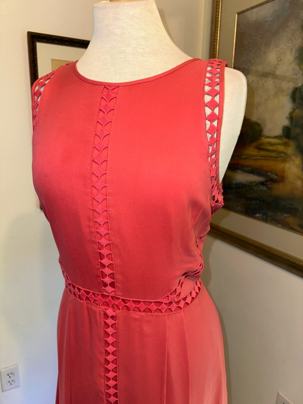 Ann Taylor Women's Sleeveless Coral A-Line Dress Size 10 - Picture 5 of 14